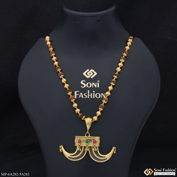 Artificial Dual Nail Pendant with Rudraksha Mala for Men (MP-A282-A283)