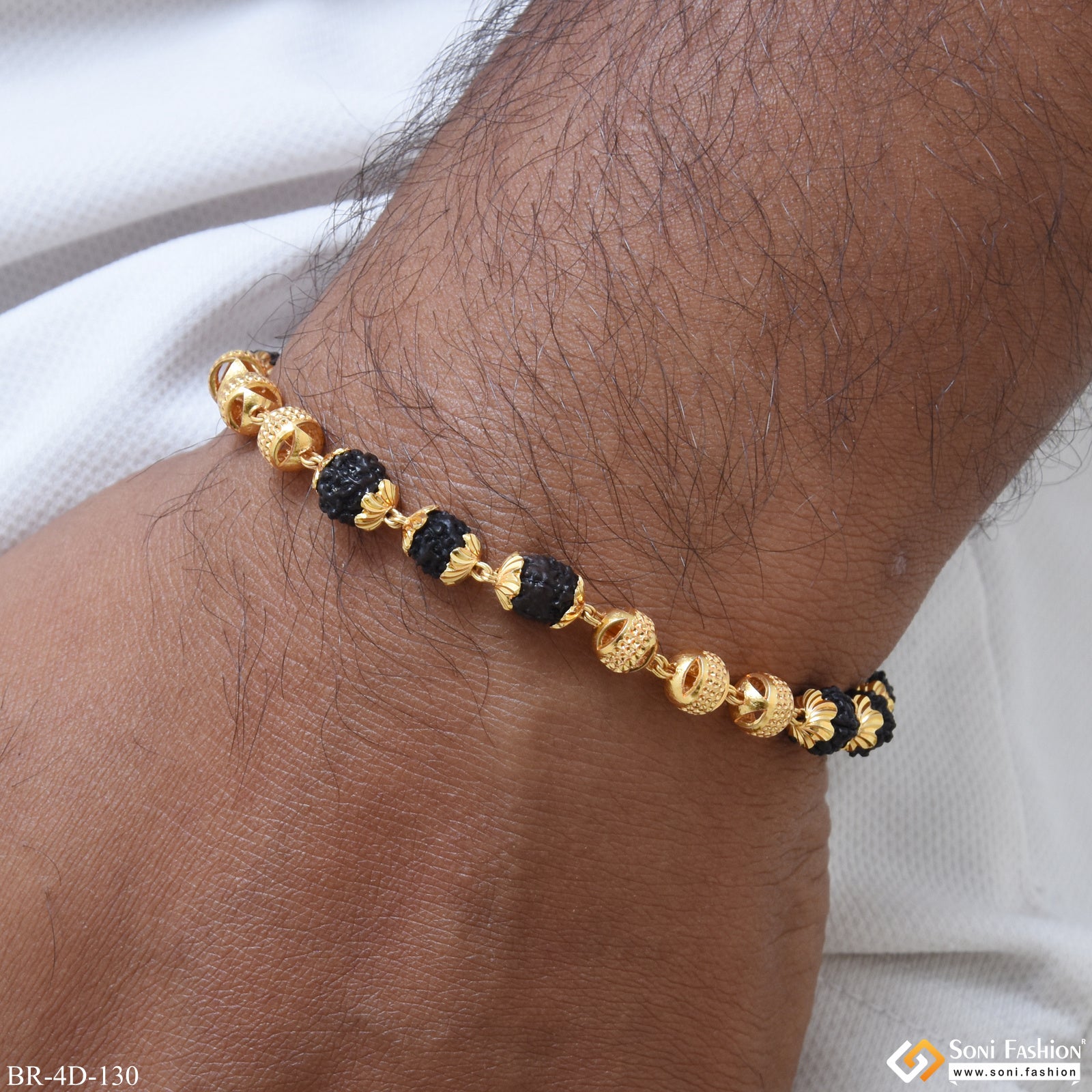 Men D Attention-Getting Design Gold Plated Rudraksha Bracelet for Men - Styl ...