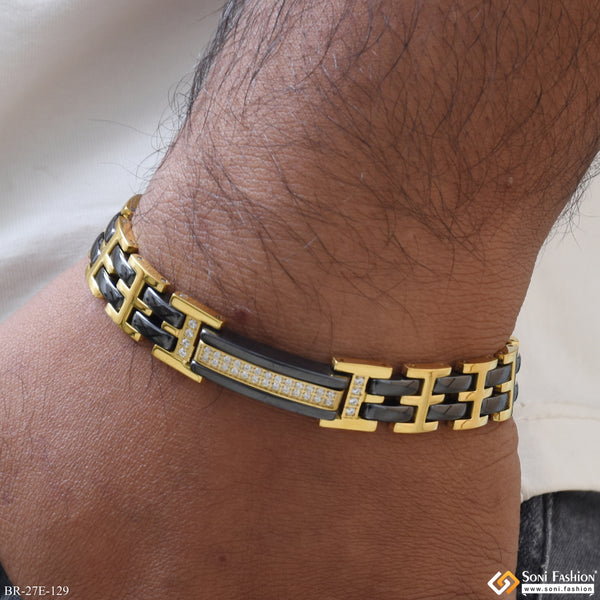 Awesome Design Black & Golden Color Ceramic Bracelet for Men - Style E129