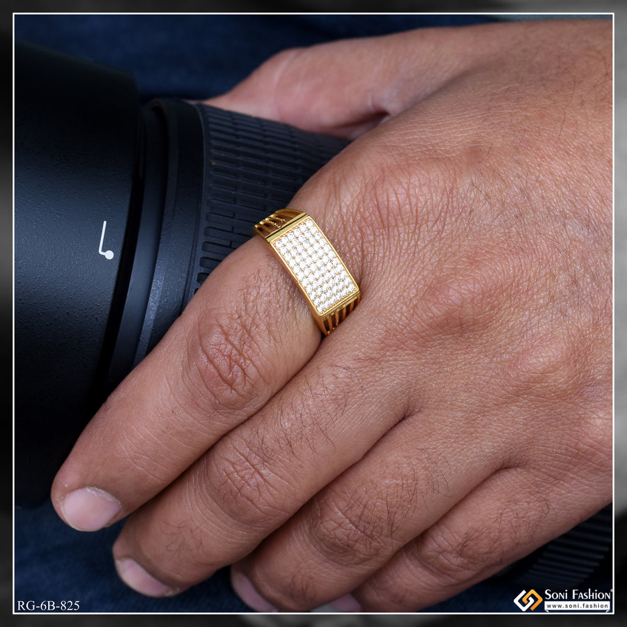 Awesome Design Gold Plated Diamond Ring for Men - Style B825