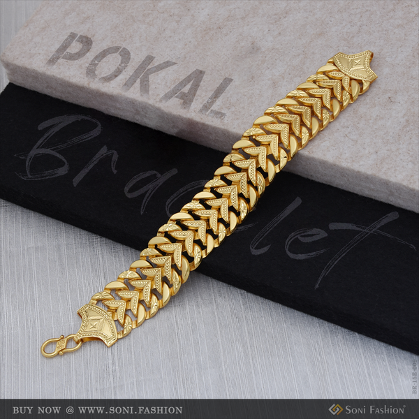 Trending Design Gold Plated Pokal Bracelet for Men - Style E009
