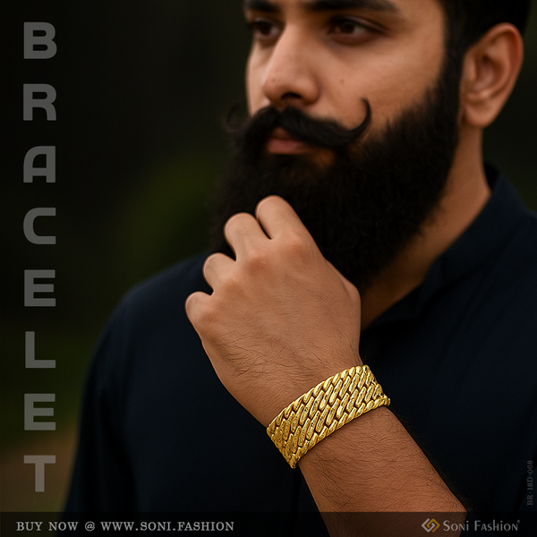 Wave Sophisticated Design Gold Plated Pokal Bracelet for Men - Style D068