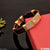 Lion Face on Leather with Diamonds Gold Plated Bracelet for Men - Style A068
