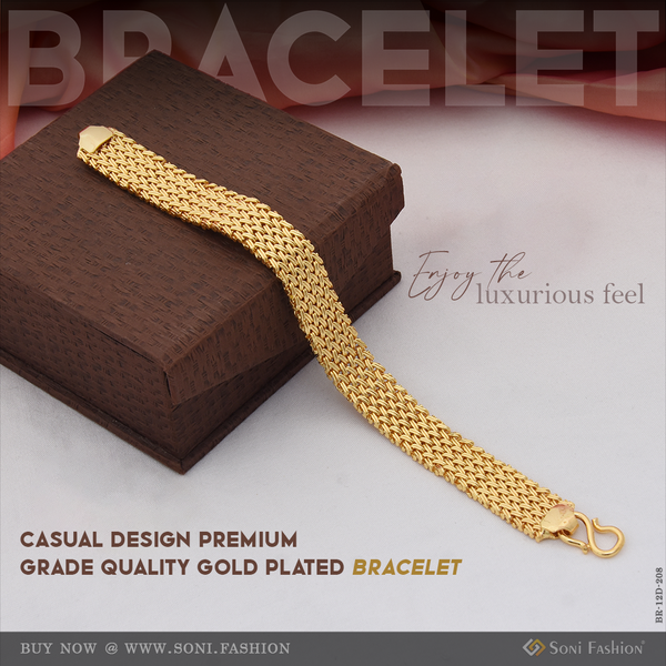 Casual Design Premium-Grade Quality Gold Plated Bracelet for Men - Style D208