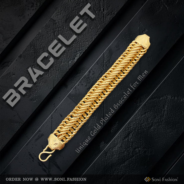 Link Unique Design Premium-Grade Quality Gold Plated Bracelet for Men - Style D252