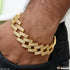 Full Diamonds ZigZag Design Gold Plated Bracelet For Men - Style A744