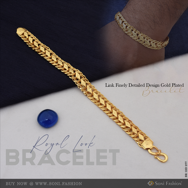 Link Finely Detailed Design Gold Plated Bracelet for Men - Style D277