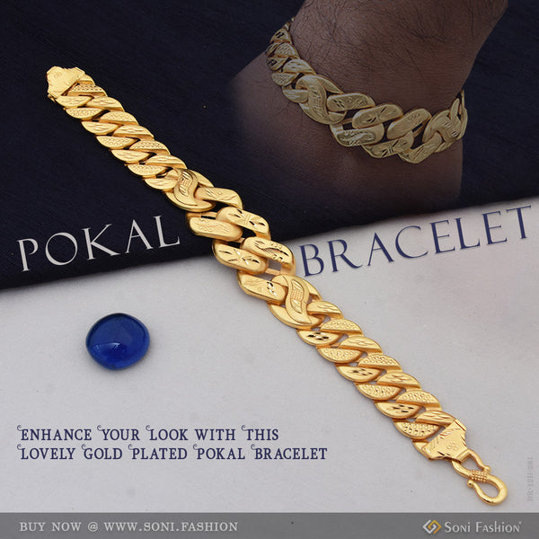 Lovely Design High-Quality Gold Plated Pokal Bracelet for Men - Style D281