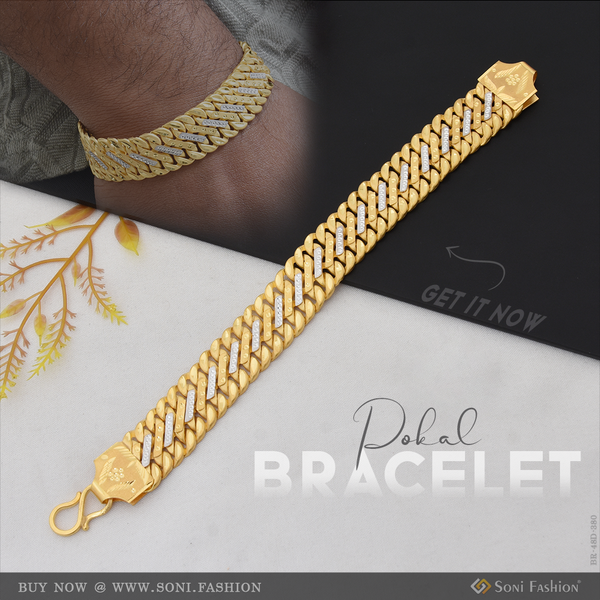 1 Gram Gold Plated Latest Design Pokal Bracelet for Men - Style D380