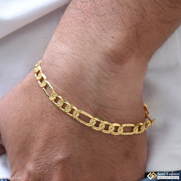 1 Gram Gold Plated Latest Design Sachin Bracelet for Men - Style E139