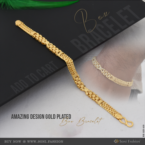 Amazing Design Gold Plated Box Bracelet for Men - Style D419