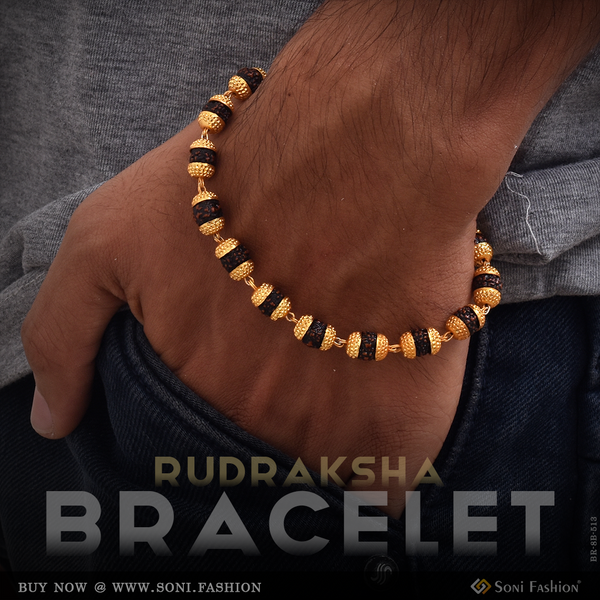 1 Gram Gold Plated Sophisticated Design - Rudraksha Bracelet for Men - Style B513