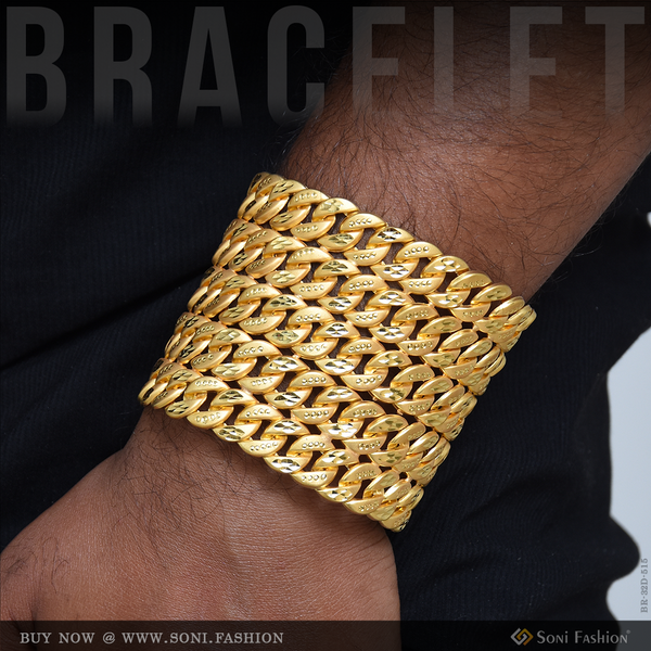 Artisanal Design Gold Plated Pokal Bracelet for Men - Style D515