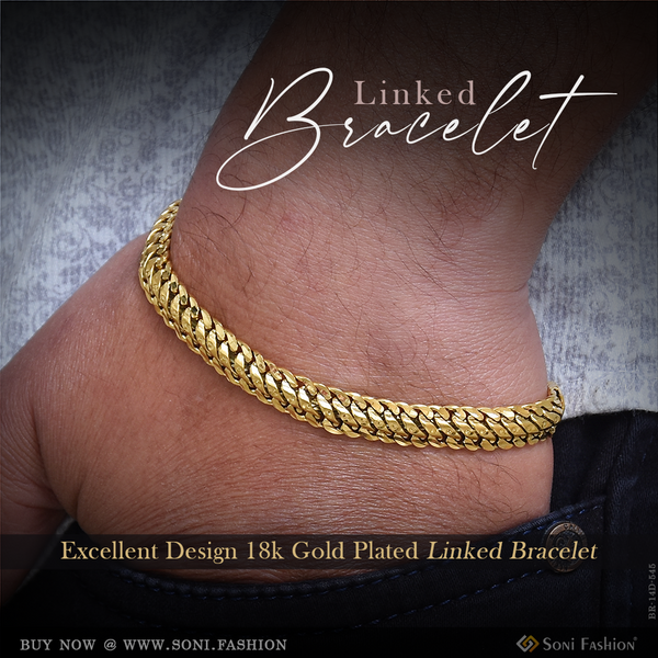 Excellent Design 18k Gold Plated Linked Bracelet for Men - Style D545