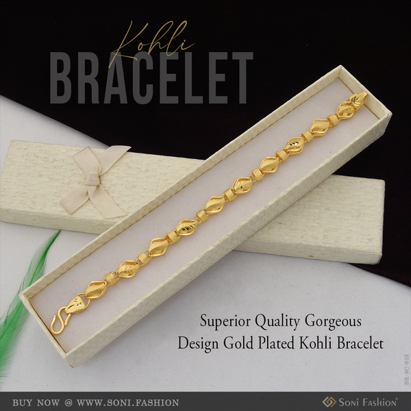 Superior Quality Gorgeous Design Gold Plated Kohli Bracelet For Men - Style C615