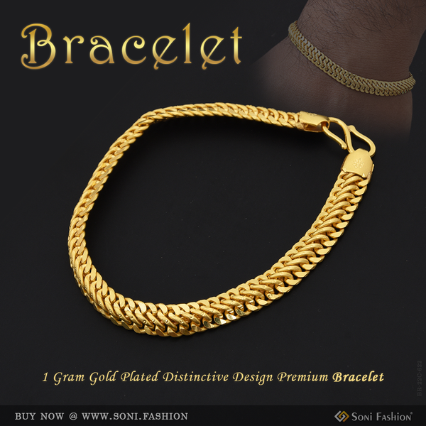 1 Gram Gold Plated Distinctive Design Best Quality Bracelet for Men - Style C622