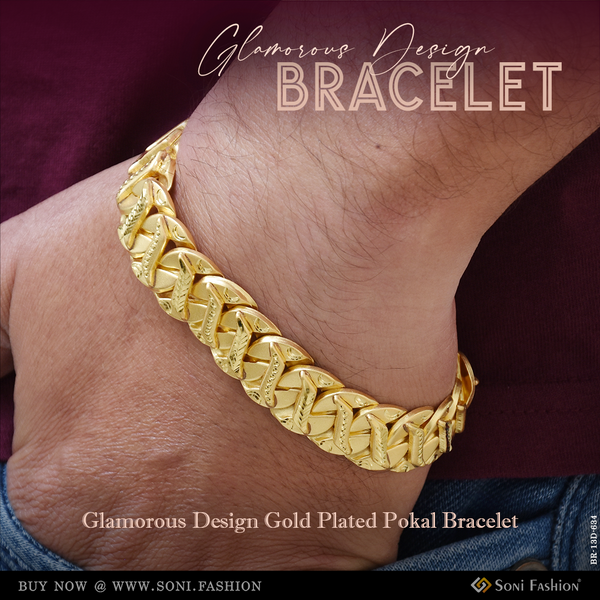 Glamorous Design Gold Plated Pokal Bracelet for Men - Style D634