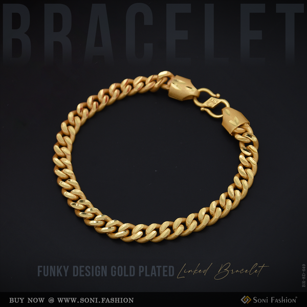 Funky Design Gold Plated Linked Bracelet for Men - Style D649
