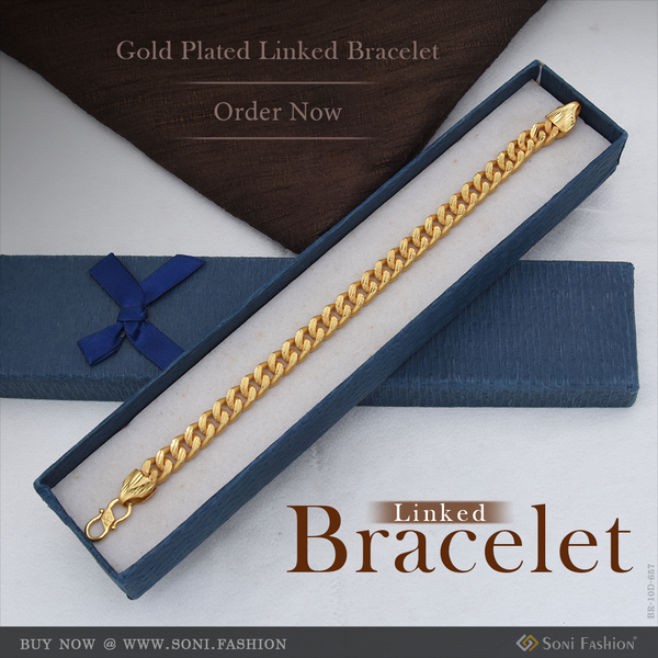 Gold Plated Linked Bracelet for Men - Style D657