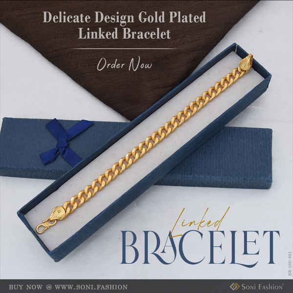 Delicate Design Gold Plated Linked Bracelet for Men - Style D661