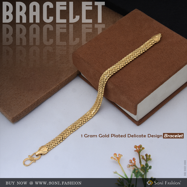 1 Gram Gold Plated Delicate Design Bracelet for Men - Style D690