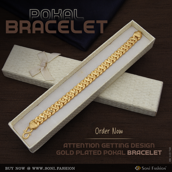 Attention-Getting Design Gold Plated Pokal Bracelet for Men - Style D749