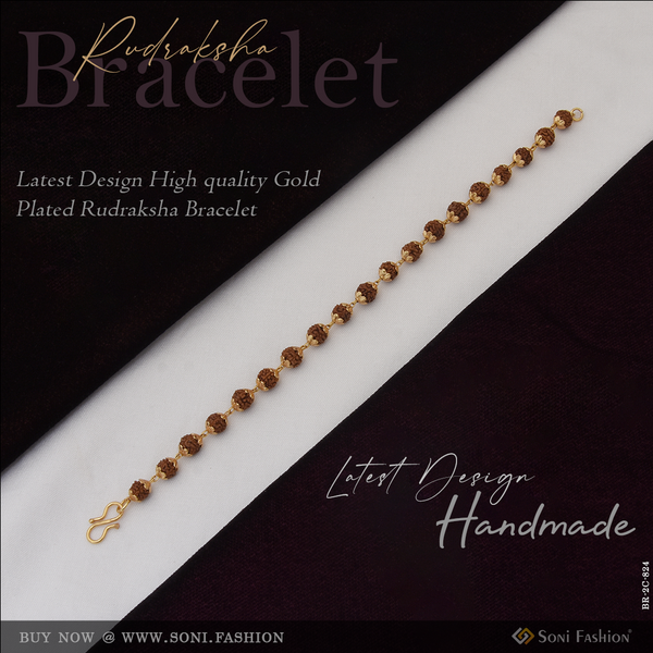 Latest Design High-quality Gold Plated Rudraksha Bracelet For Men - Style C824