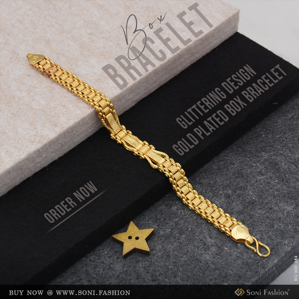 Glittering Design Gold Plated Box Bracelet for Men - Style D832