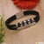 Silver and Black Braided Black Leather Wrist Band with Stainless Steel Square Design - Style A844