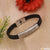 Zigzag Pattern Attractive Silver Braided Black Leather Stainless Steel Bracelet - Style A852