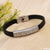 Zigzag Pattern Attractive Silver Braided Black Leather Stainless Steel Bracelet - Style A852