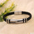 Silver And Black With Attractive Square In Line Pattern With Black Leather - Style A857