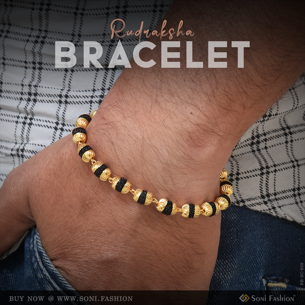 Designer Design Best Quality Gold Plated Rudraksha Bracelet for Men - Style C859