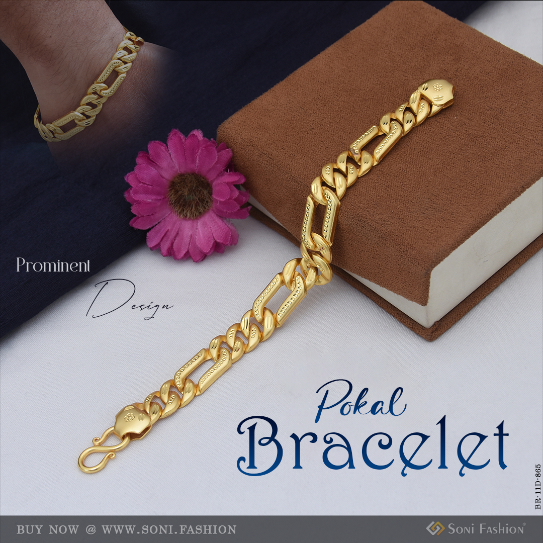 Prominent Design Gold Plated Pokal Bracelet for Men - Style D865 – Soni ...