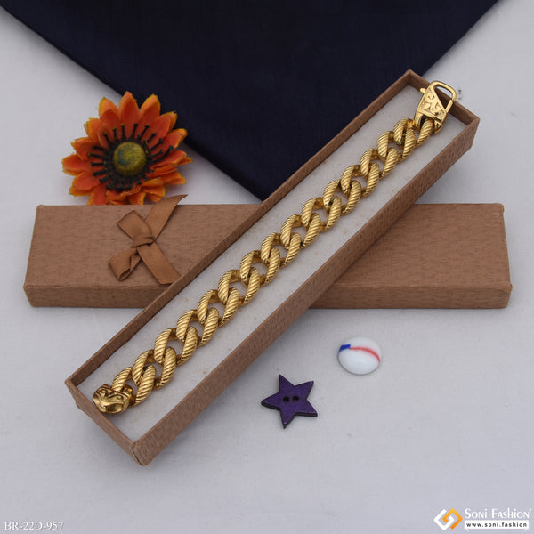 Golden Color Stainless Steel Cuban Link Bracelet - Style D957