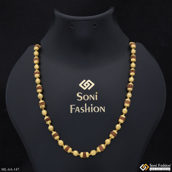 Beautiful Design Premium Looking Golden Balls With Rudraksha Mala For Men - Style A147