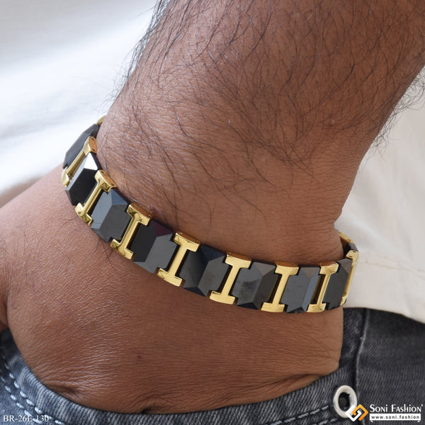 Best Quality Black & Golden Color Ceramic Bracelet for Men - Style E130