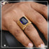 Blue Stone with Diamond Delicate Design Gold Plated Ring for Men - Style A745