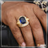 Blue Stone with Diamond Finely Detailed Design Gold Plated Ring - Style A747