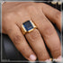 Blue Stone with Diamond Glittering Design Gold Plated Ring for Men - Style A744