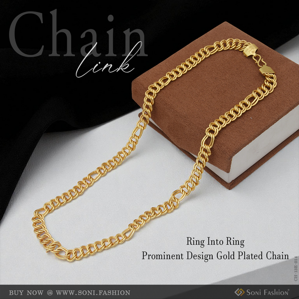 Ring Into Ring Prominent Design Gold Plated Chain for Men - Style E014