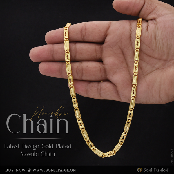Latest Design Gold Plated Nawabi Chain for Men - Style E043