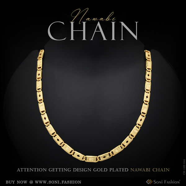 Attention-Getting Design Gold Plated Nawabi Chain for Men - Style E044