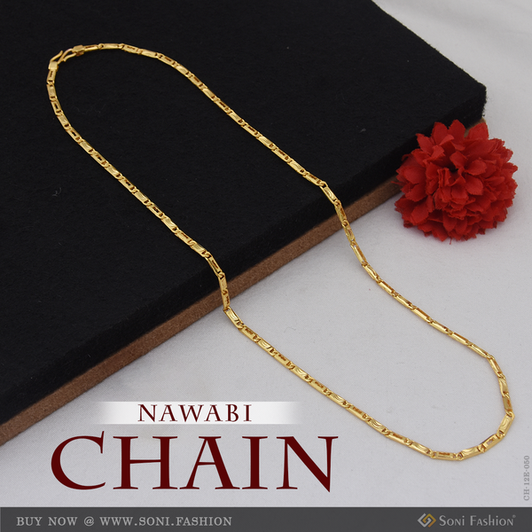 Slim Design Gold Plated Nawabi Chain for Men - Style E050