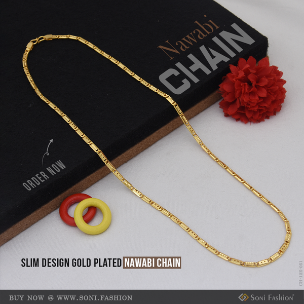 Slim Design Gold Plated Nawabi Chain for Men - Style E051