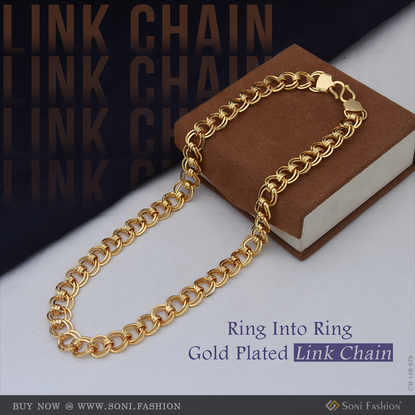 Ring Into Ring Gold Plated Link Chain for Men - Style E079