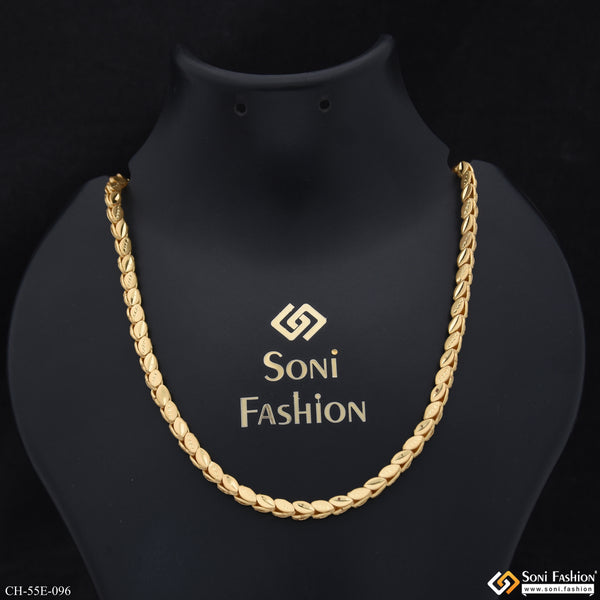 1 Gram Gold Plated Finely Detailed Design Chain for Men - Style E096