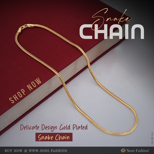 Delicate Design Gold Plated Snake Chain for Men - Style E115