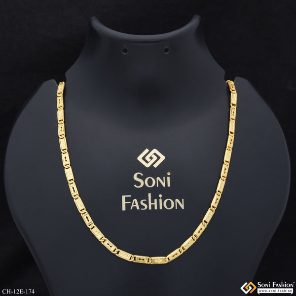 Attention-Getting Design Gold Plated Biscuit Chain for Men - Style E174
