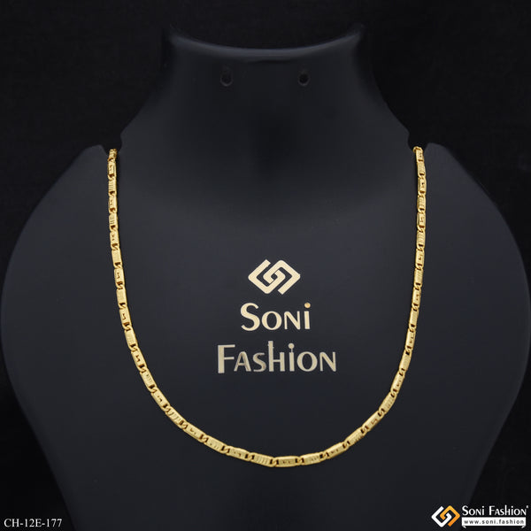 Slim Design Gold Plated Biscuit Chain for Men - Style E177